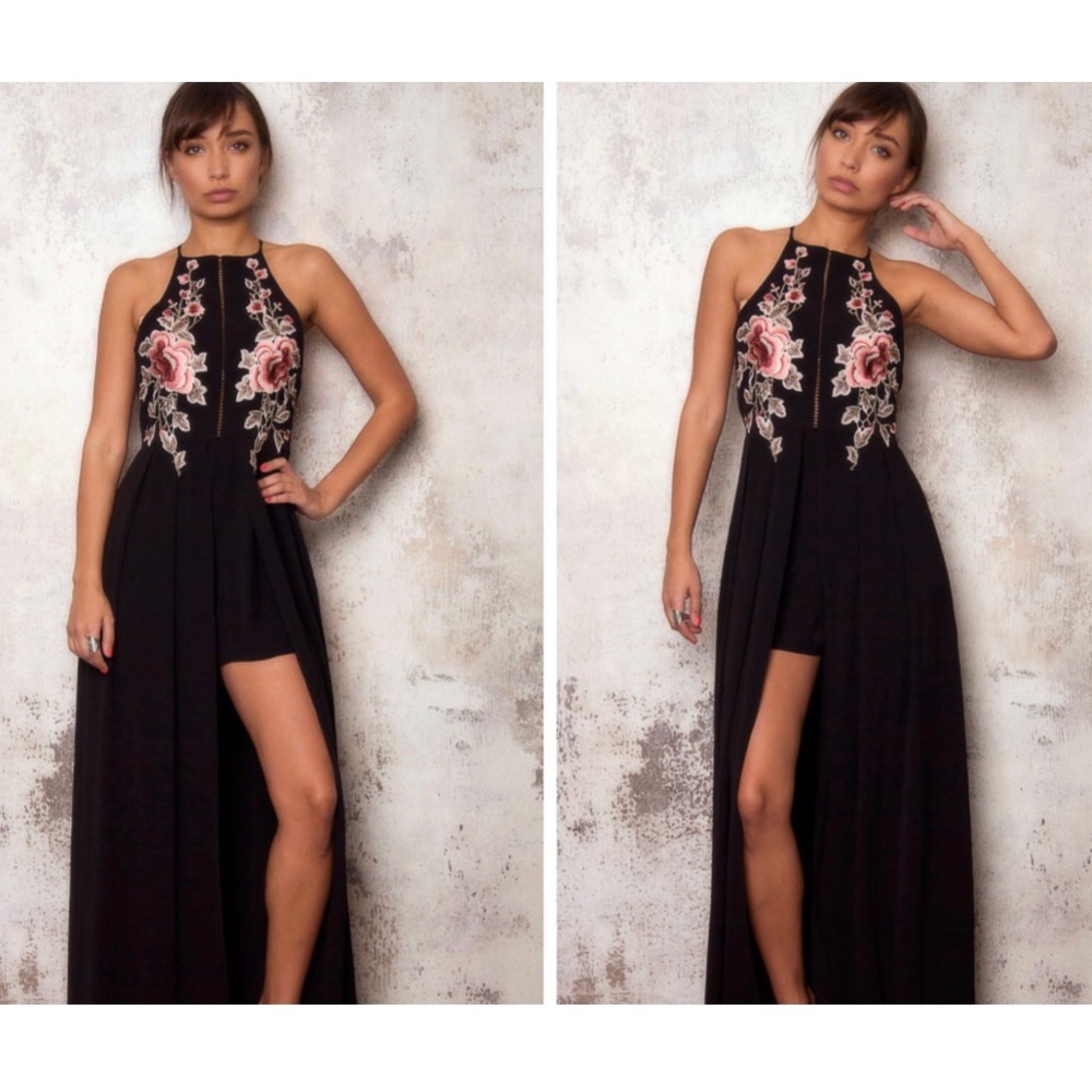 Haute Rogue Mila Navy Maxi Romper Dress